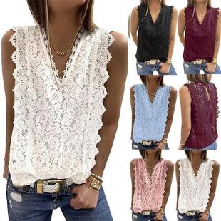 Summer new V-neck lace vest with lace sleeveless top