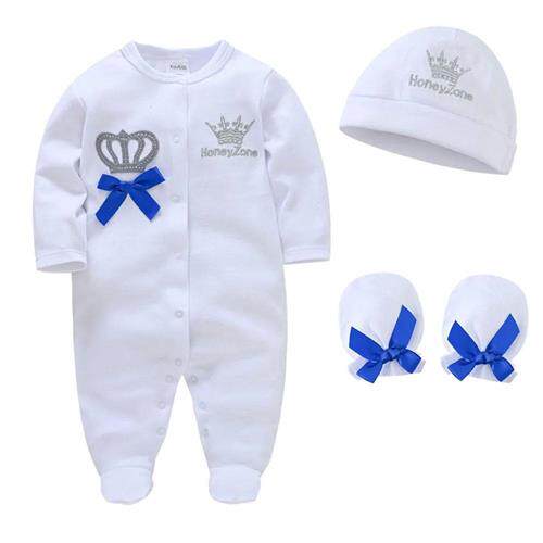 Newborn Baby Boys Romper Royal Crown Prince 100% Cotton Clot