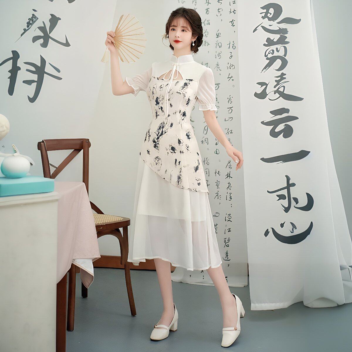 新中式改良版旗袍年轻款少女2026年夏季新款气质显瘦雪纺连衣裙女