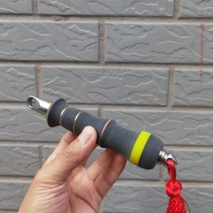 麒麟鞭把手竹节形状设计牛筋把手不锈钢响鞭把手纯手工制作磨砂面