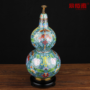 景泰蓝葫芦花瓶福禄客厅装饰摆件珐琅外事礼品老人祝寿生日礼物