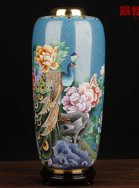 孔雀铜胎珐琅中式风送老外景泰蓝