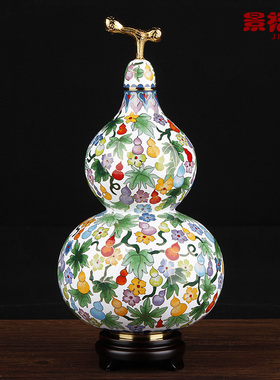 10寸景泰蓝铜葫芦中国风中式书房家居客厅办公室装饰摆件祝寿礼品