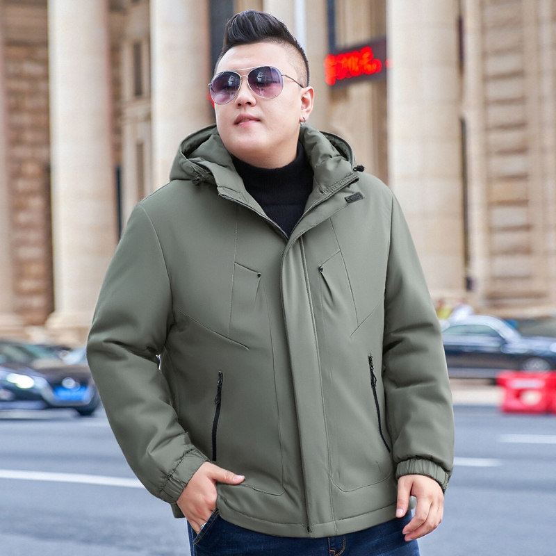 毕蒙2025年冬季新款男士加肥加大码连帽棉衣男胖子特大号棉服外套