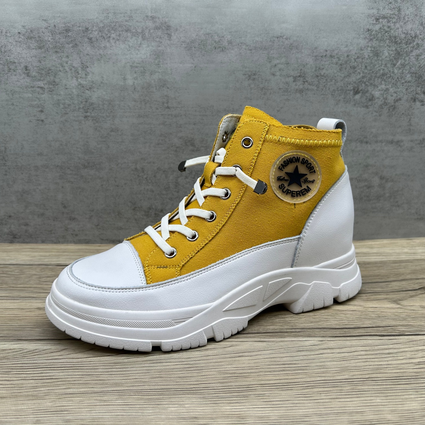 真皮厚底内增高马丁靴女松紧带