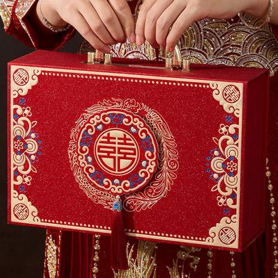 订婚礼金盒彩礼钱盒子提亲盒彩礼箱结婚10万聘礼金高档盒装现金箱