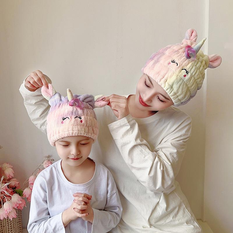 儿童干发帽女童擦头发加厚包头巾2025新款可爱卡通珊瑚绒亲子浴帽