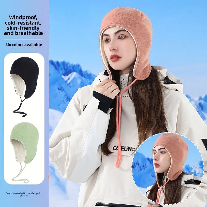 秋冬自行车头盔衬里帽保暖帽妇女防风帽耳朵保护羊毛增厚滑雪冬季