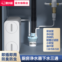 潜水艇厨房下水管三通净水器下水三通洗碗机下水三通多功能接头