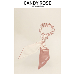 CandyRose官网正品 CR老花丝巾定制绑包手柄束发带蝴蝶结搭配包包