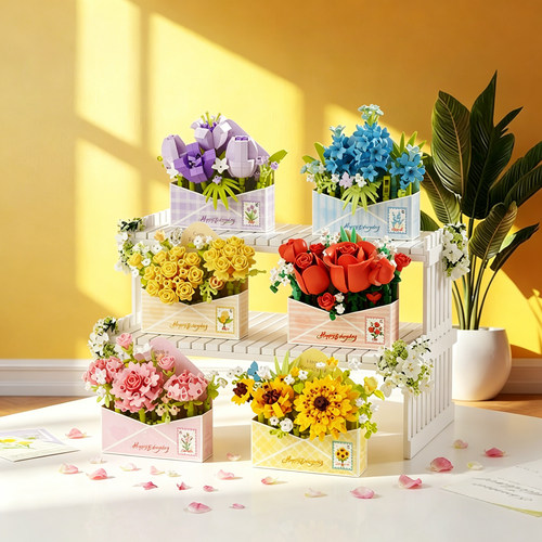 永生花信封积木花束生日礼物