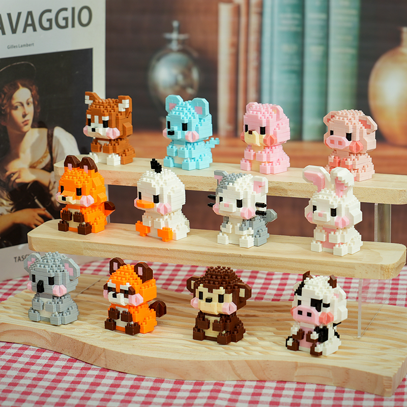 可爱萌萌动物积木玩具解压玩偶