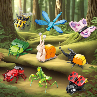 小颗粒昆虫积木8岁男孩女孩子礼物儿童节益智拼装 玩具学校小礼品6