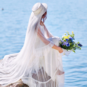 董艺旅行穿搭 星星网纱斗篷多功能披肩头纱浪漫仙女风拍照穿搭