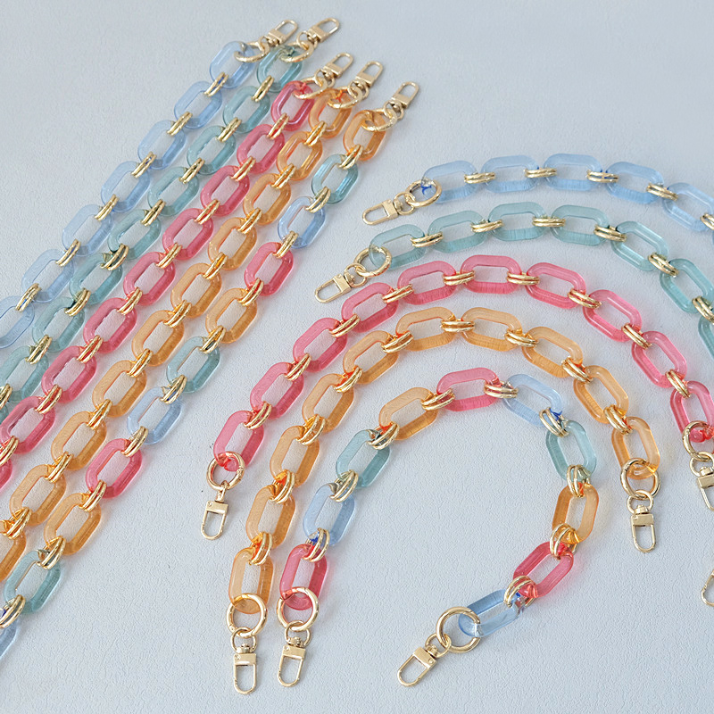 女包时尚粗链肩带包配件 复古混金透明糖果色 亚克力链手机斜跨链