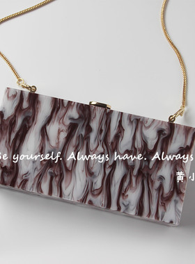 复古红色中国风水墨纹理亚克力宴会手拿包 礼服晚宴单肩斜跨手包