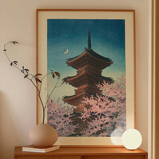川濑巴水复古木版画壁画侘寂风日式民宿客厅氛围感挂画装饰画图片