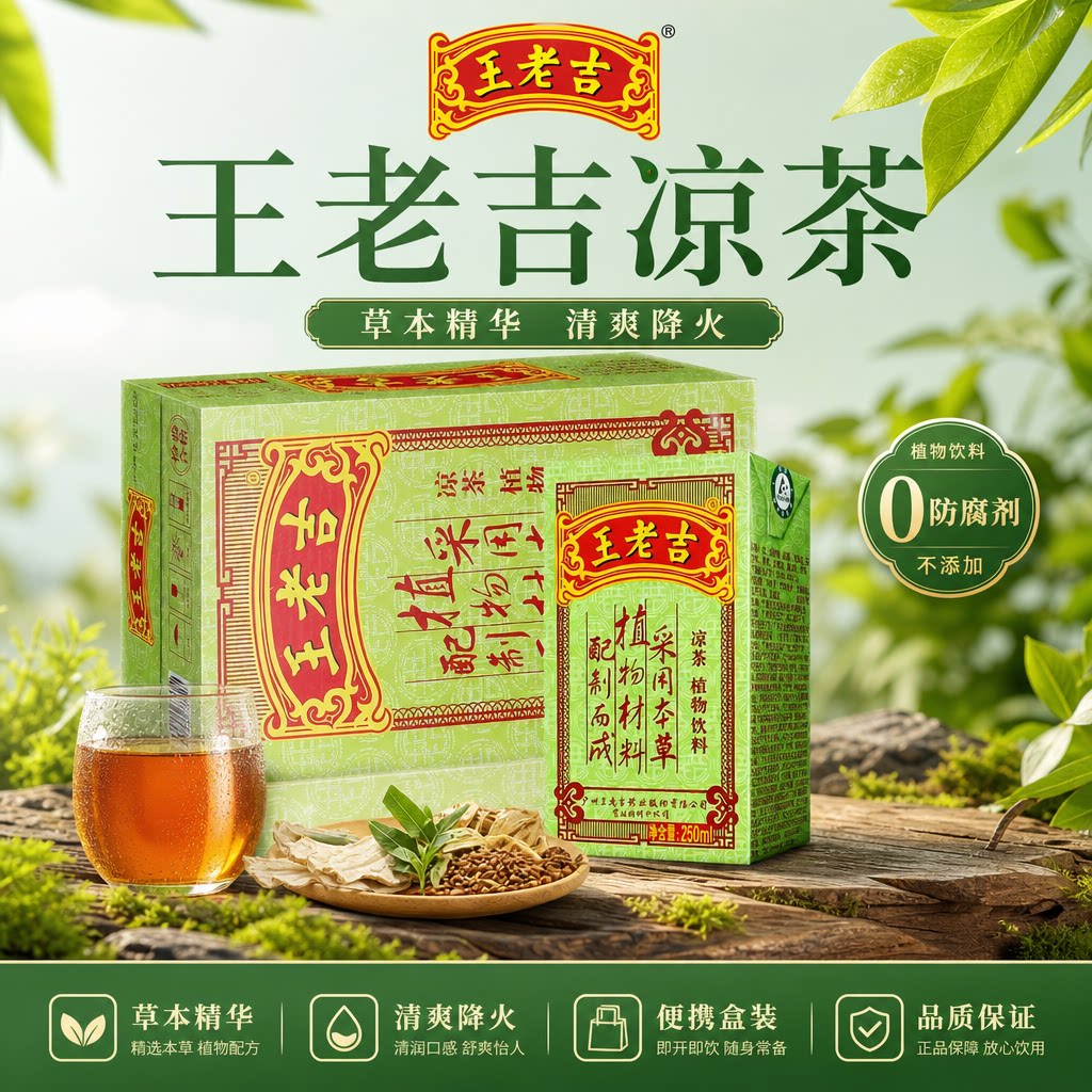 王老吉凉茶盒装250ml*24盒装整箱批发特价夏日清火解暑植物茶饮料