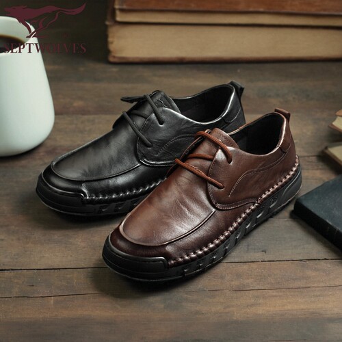 七匹狼软牛皮软底皮鞋商务休闲鞋