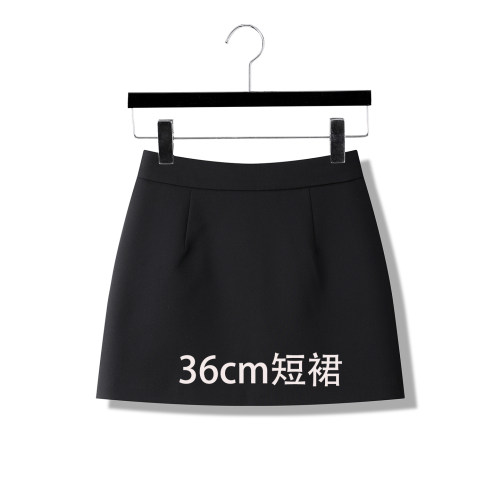 36CM黑色西装面料A字短裙春秋