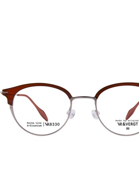 VR&VERGT眼镜框韩国VR近视眼镜架女红色素颜眉线框钛架男VR8330