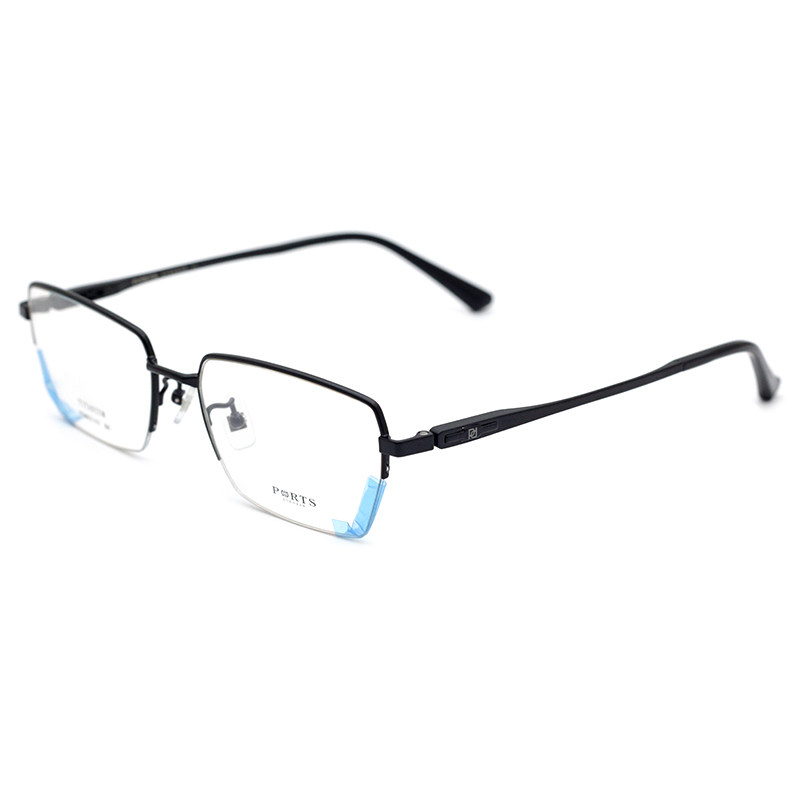 PORTS经典半框舒适近视眼镜架男纯钛小脸镜框轻方框POM62107