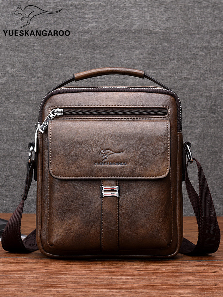 男士单肩包真皮休闲斜挎包商务小挂包多功能手提小背包时尚潮流包