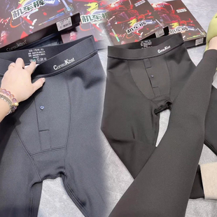 男士鲨鱼裤2025秋冬新款加绒保暖裤光面打底裤紧身高腰机车厚棉裤