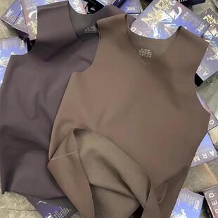 磨毛厚款 砍袖 背心光面秋冬季 保暖背心打底衫 打底无痕背心男士 男士