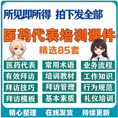 85套医药代表拜访话术流程礼仪业务规范完整培训课件合集
