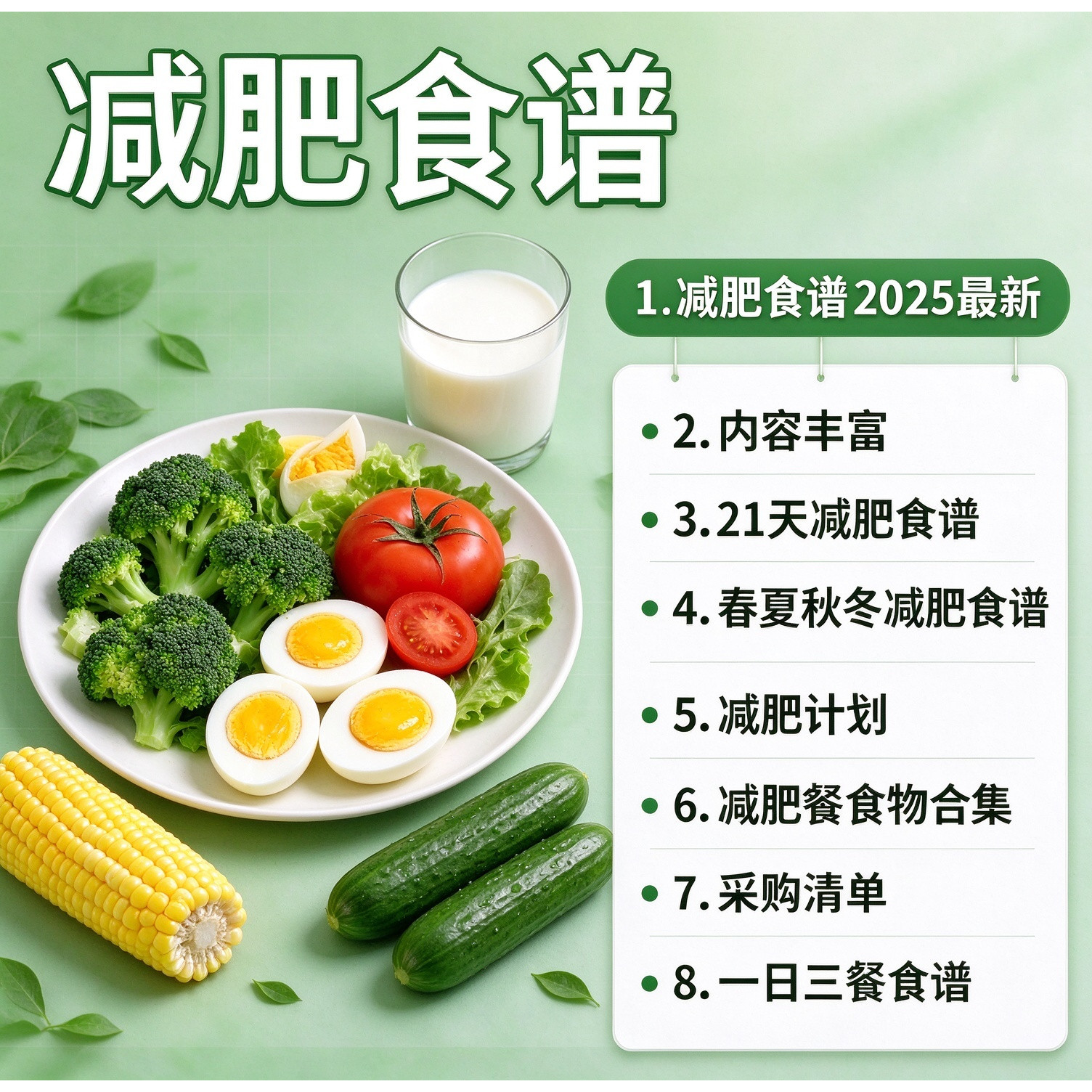 减肥食谱电子版减脂餐一日三餐科学健康瘦身方案配餐计划视频素材