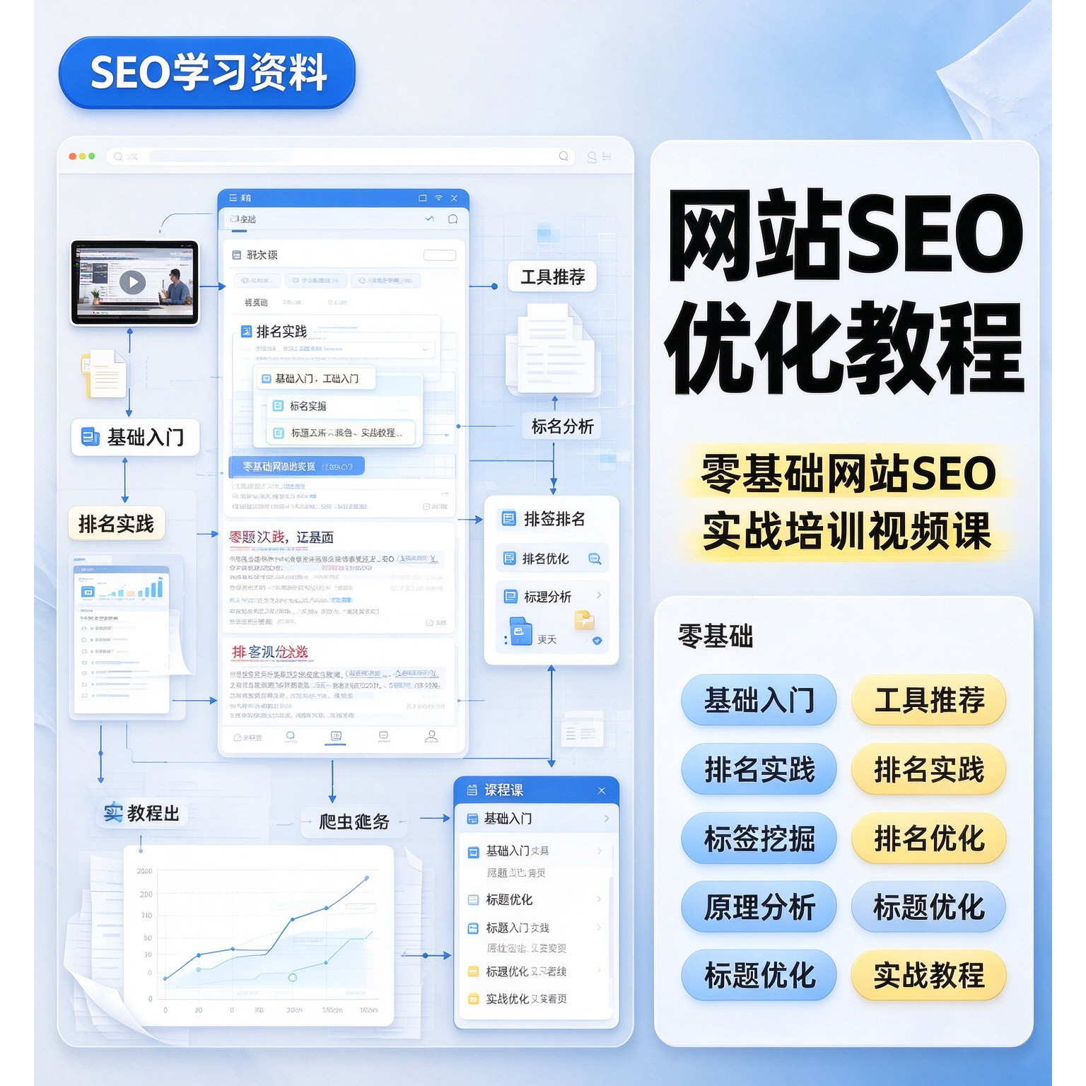 网站SEO优化视频教程360百度推广培训搜索引擎关键词排名优化课程