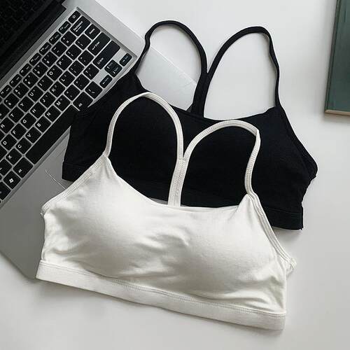 夏抹胸内衣女固定杯防走光美背吊带工字背心网红爆款聚拢运动文胸