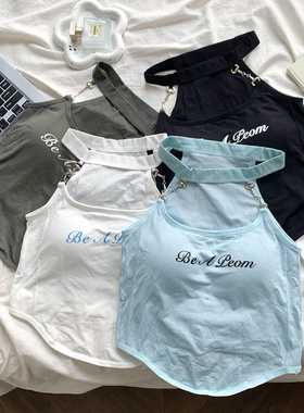 夏季字母镂空性感吊带美背裹胸自带胸垫打底背心内衣女小个子上衣