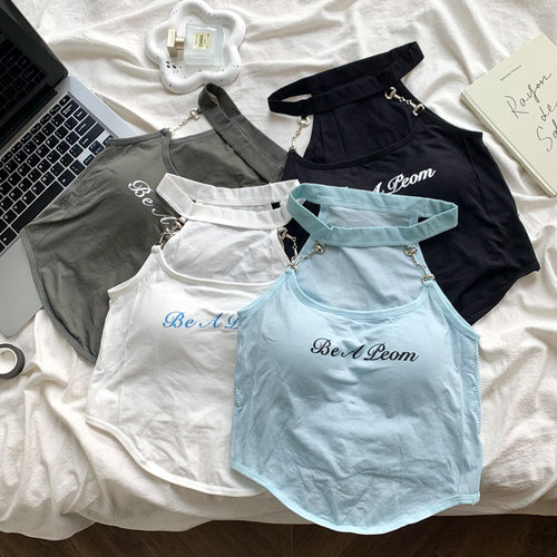 字母镂空性感吊带自带胸垫打底