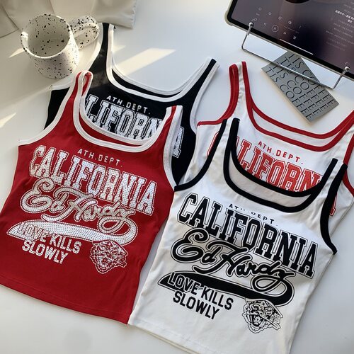 撞色字母吊带背心女夏外穿内搭