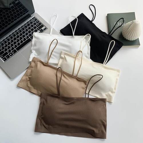 冰丝无痕抹胸吊带内衣女学生带胸垫美背心防走光内搭外穿夏季百搭