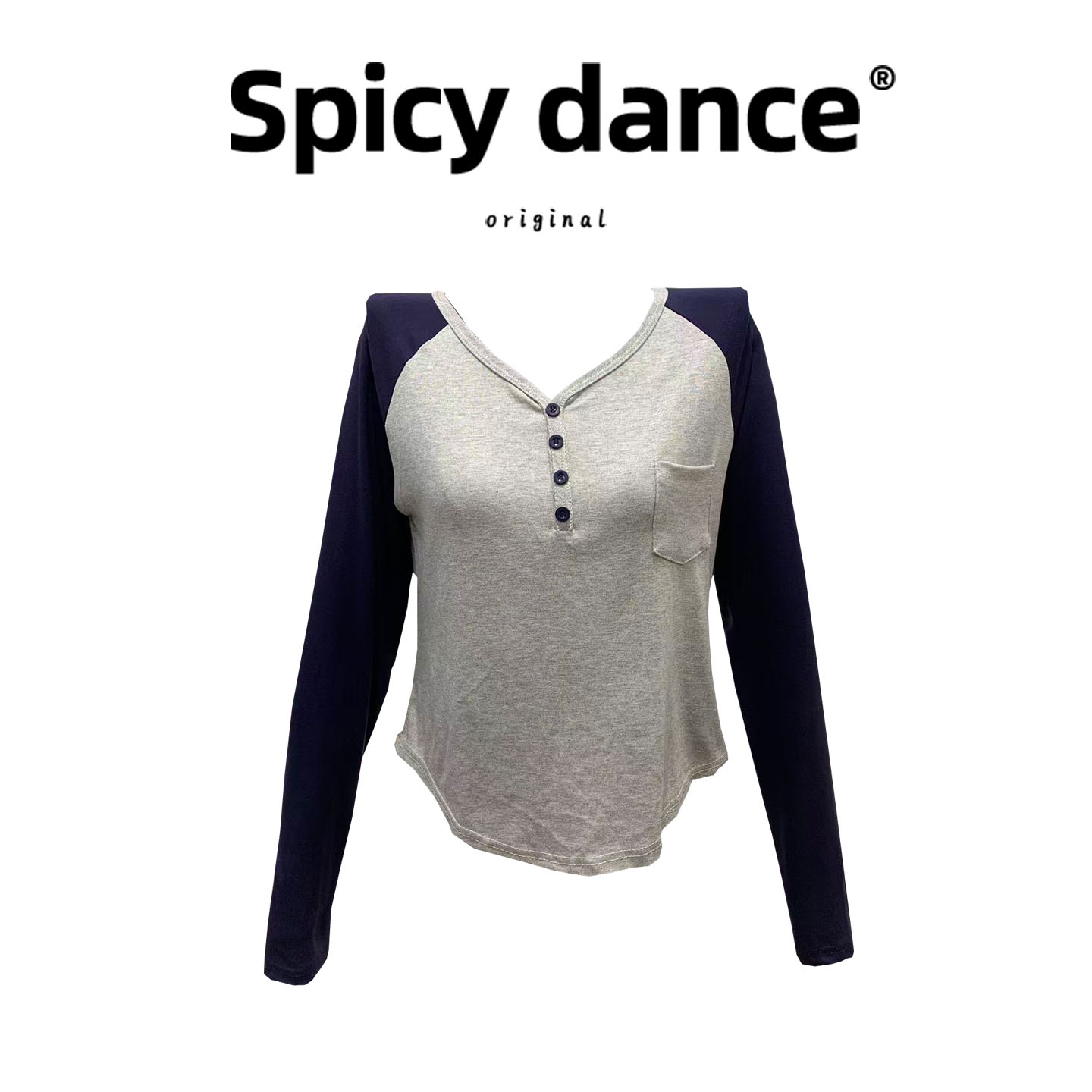 V领短款上衣女春秋修身显瘦高腰