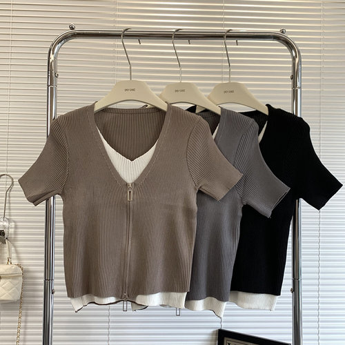 辣舞家假两件针织开衫女2023年