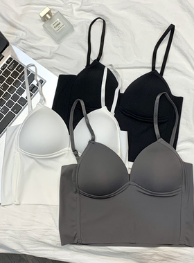 冰丝美背乳胶内衣女夏季文胸薄款抹胸裹胸上衣一体带胸垫吊带背心