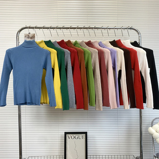 黑色爆款 早春季 内搭高领毛衣外穿女装 打底衫 上衣 慵懒高级感针织衫