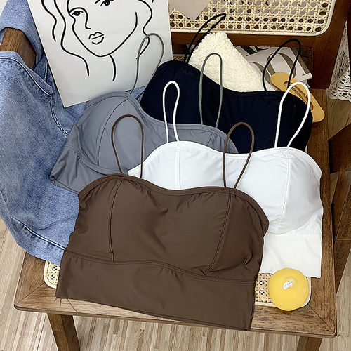 夏季冰丝U型小胸加厚美背吊带