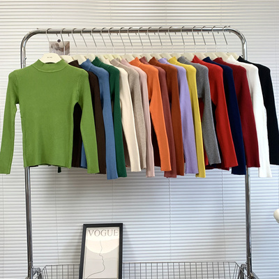 韩版紧身针织衫内搭毛衣黑色上衣