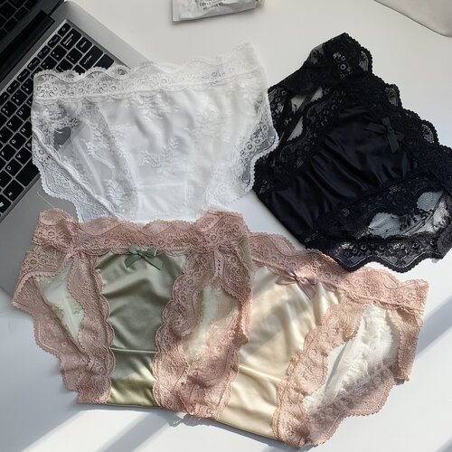 2025新款蕾丝纯欲甜美女士内裤舒适透气薄款无痕提臀女款三角短裤