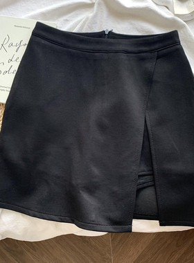 黑色半身裙子女夏季2023新款胖mm显瘦包臀短裙小个子高腰a字裙裤