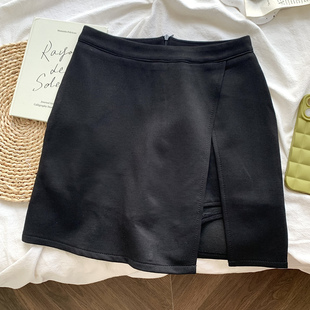 胖mm显瘦包臀短裙小个子高腰a字裙裤 黑色半身裙子女夏季 2023新款