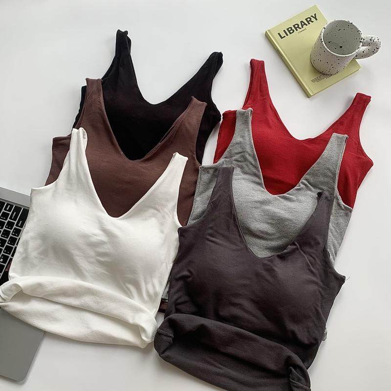 V领加绒保暖背心女士针织磨毛内搭吊带内衣秋冬一体带胸垫打底衫,女士内衣/男士内衣/家居服,保暖背心,淘宝优惠券,粉丝福利购,淘宝优惠卷