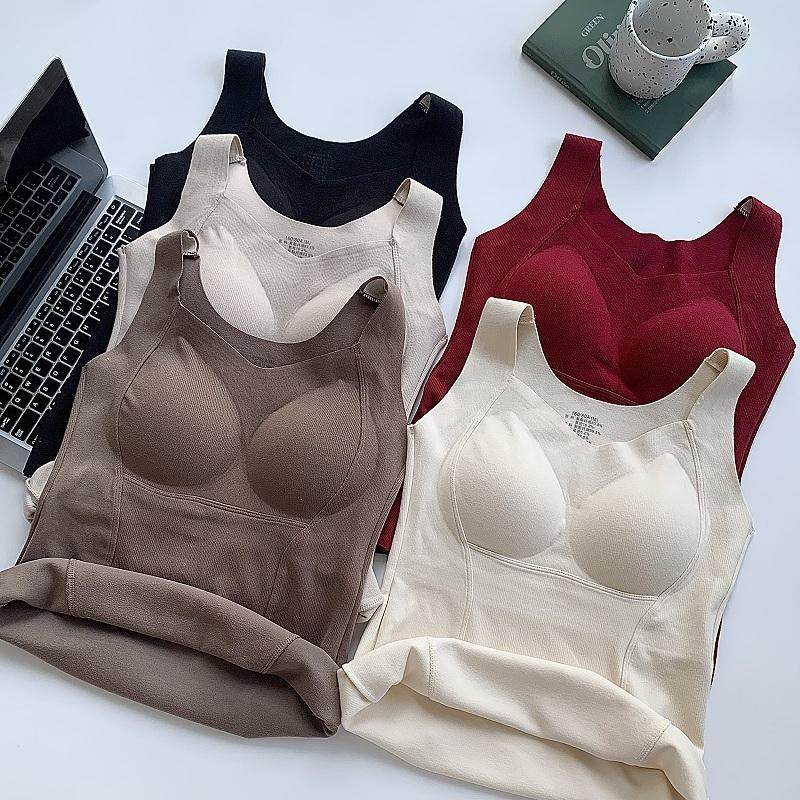 束腰德绒保暖背心女带胸垫秋冬内搭加绒打底内衣轻暖上衣2024新款,女士内衣/男士内衣/家居服,保暖背心,淘宝优惠券,粉丝福利购,淘宝优惠卷