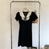 法式 裙子 收腰显瘦蝴蝶结针织短袖 小香风polo连衣裙女夏季 2023新款