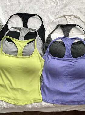 新款背心固定杯垫聚拢防震跑步瑜伽运动健身美背吊带打底单穿百搭